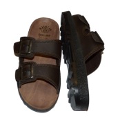 Klapki męskie brązowe na 2 klamry podeszwa PU rozm 41