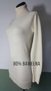 Greenpoint Beżowy kremowy golf sweter Długi Bawełniany 80% Basic 36