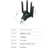 Bezprzewodowa karta sieciowa 1300Mbps USB 3.0 WiFi USB 2.4G/5Ghz Wi-Fi 