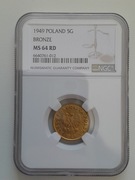 5 groszy 1949 NGC MS64 RD