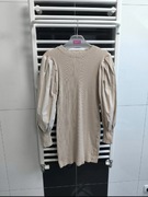 Beżowa sukienka Pink Air z bufiastymi rękawami, rozmiar M (38)