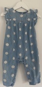 Gap Denim spodnie jeansowe ogrodniczki 6-12m, 70 cm, modna dziewczynka