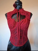 NOWY top bieliźniany GORSET koronka siatka S 36 classy