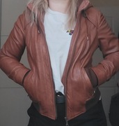 Next skórzana kurtka damska brązowa pilotka ramoneska skóra naturalna L 40