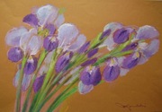 KWIATY IRYSY pastel olejny 33x46cm BUKIET