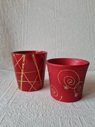 Doniczka osłonka doniczki osłonki świąteczne ozdoby czerwone złote brokat