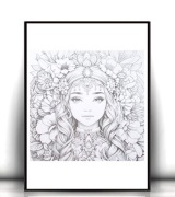 dziewczyna plakat A4, biało czarny plakat, kobieta plakat, boho plakaty