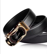 Luksusowy pasek męski ze skóry ekologicznej z automatyczny klamrą. CZARNY