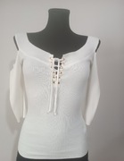 Biała dzianinowa bluzka firmy Tally Weijl używana rozmiar 34/36