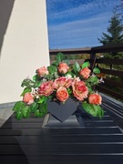 Stroik nagrobny w sercu z róż,Jakość premium,Kompozycja na pomnik