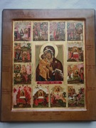 IkonaMatki Bożej Fiodorowskiej ze scenami cudów i dziejów ikony.