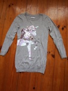 sweter tunika dziewczęca Bluezoo 128 szary jednorożec cekiny