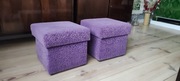 Puf, kostka,2 fioletowe pufy ze schowkiem, komplet