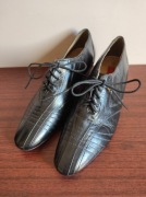 Buty męskie skórzane Lucini r.41 czarne eleganckie obcas kubański