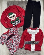 Zestaw świąteczny dla chłopca sweterek spodnie t-shirt bluzka czerwony 116