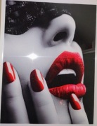 Obraz na na płótnie Kobieta usta czerwone z ramką