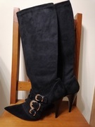 Botki z miękką cholewą, wysoki obcas, roz. 38,Lavorazione Artigiana