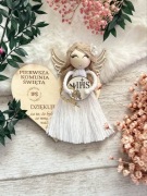 Serduszka magnesy z aniołkiem podziękowania dla gości Komunia