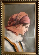 Obraz - Kobieta w chustce - pastel