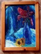 Obraz olejny na dykcie wazon z kwiatami