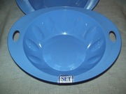 NIEBIESKA, PLASTIKOWA MISKA Z UCHWYTAMI - SET