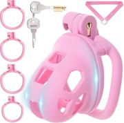 Różowy lekki pas cnoty, chastity 4 oringi + pasek podtrzymujący