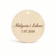 Drewniana etykieta z grawerem personalizowanym – 38 mm / 2 mm