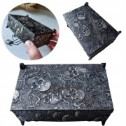 Pudełko Czarne Drewniane Małe Pudełeczko Na Karty Tarota Drobiazgi Czaszki