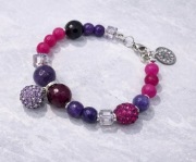 Bransoletka kamienie agat ametyst  cudowna charms handmade 