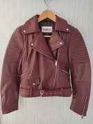 Nowa damska kurtka skórzana skóra naturalna ISACO & Kawa Burgund! roz 36 S 