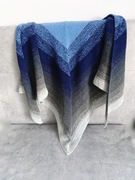 Chusta szydełkowa handmade bawełna ombre granat niebieski szary