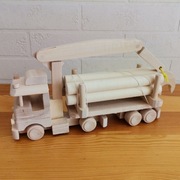 Drewniany pojazd - Dźwig + klocki -Eko zabawki 