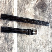 Pasek do zegarka damski 12mm vintage czarny elegancki jaszczurka