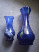 Dwa niebieskie wazony , kobaltowe