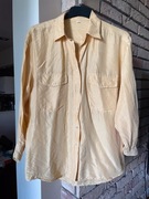 Jedwab jedwabna słoneczna żółta koszula vintage z lat 80 L oversize