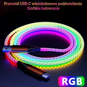 Kabel Szybkiego Ładowania RGB Typu C Wysokiej Estetyce LIght 1metr kabel C