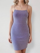 Fioletowa lawendowa dopasowana sukienka mini bez pleców H&M S/36