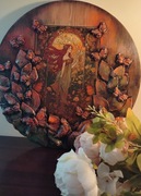 Ręcznie wykonany obraz na desce, panel dekoracyjny 