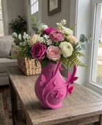 Wazon Dekoracyjny z Motylkami Mocny Różowy Na Kwiaty Sztuczne