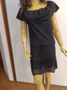 Czarna sukienka ażurowa hiszpanka XS/S elegancka mini koktajlowa