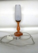 Stara lampka drewniana szklany klosz biurkowa