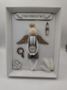 Pamiątka Pierwszej Komunii Świętej Chrztu Aniołki w ramce 