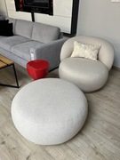 Fotel + hocker tkanina boucle zestaw owalny oryginalny jedyny na świecie