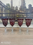 Komplet kryształowych kieliszków – rubinowe, ręcznie szlifowane