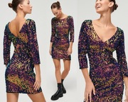 House NOWA błyszcząca sukienka hologramowa Multicolor randka karnawał XS 