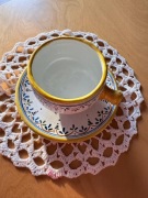 Talavera Durán – filiżanka z talerzykiem, Hiszpania, ręcznie malowana