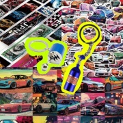 Zestaw Breloków i 20 szt. Naklejek Skrzynia biegów, Butla Nitro