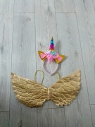 Zestaw jednorożec / wróżka – skrzydła + opaska z rogiem