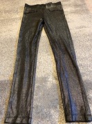 dziewczęce srebrne legginsy H&M r. 146