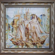 Obraz olejny - płótno "Łódz" L. Milto